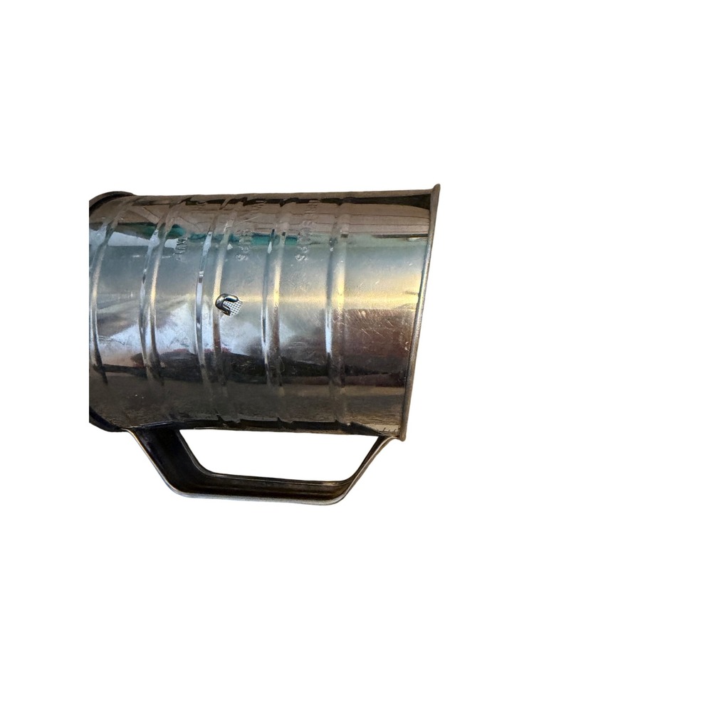 Vintage Stainless Steel Flour Sifter 3 Cup Hand Crank Wooden Knob Kitchen Tool - Picture 7 of 7